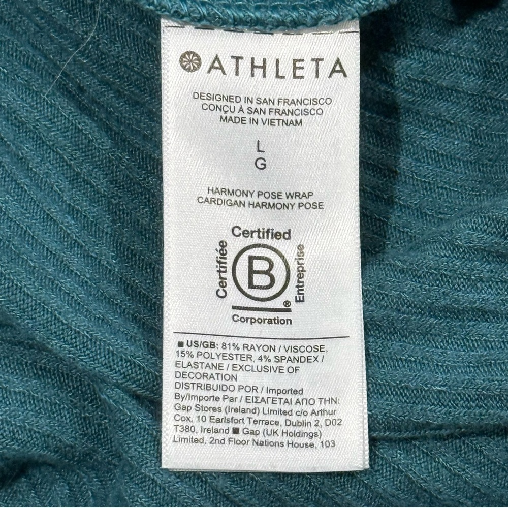 Athleta Harmony Pose Wrap Long Cardigan Hoodie‎ Teal Blue Large Oversized Lounge - Picture 11 of 11